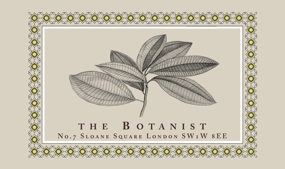 Botanist Logo with contact details and decorative border