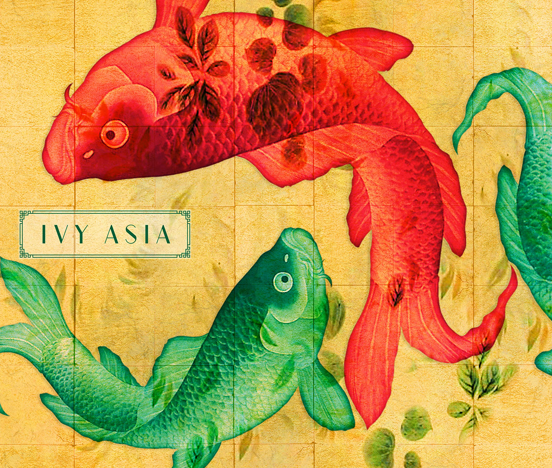 adam ellis studio ivy asia manchester spinningfields fish menu cover artwork koi