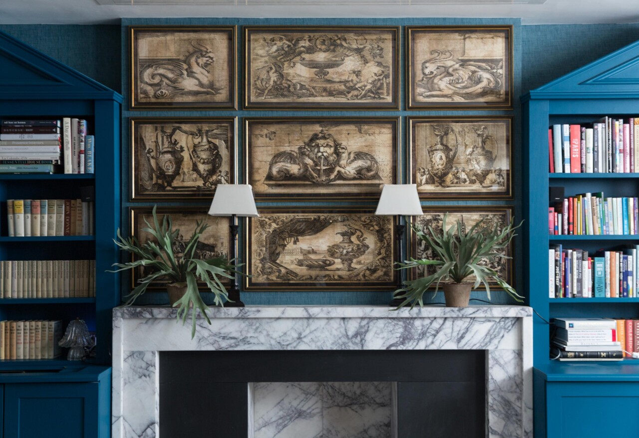 adam ellis studio london wallpaper artwork argyll house kensington interior neoclassical steel engravings fireplace