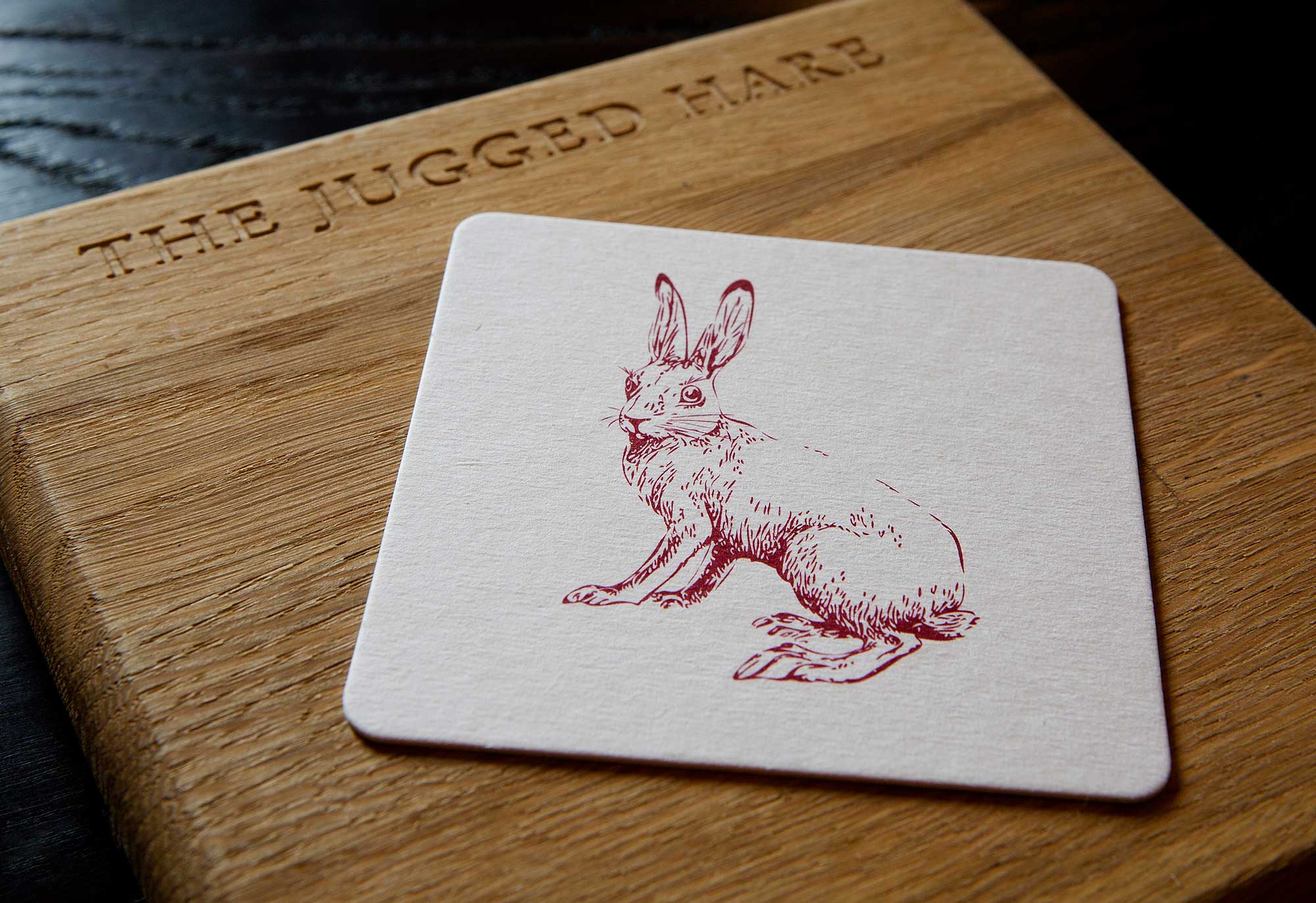 Jugged Hare branded coaster design