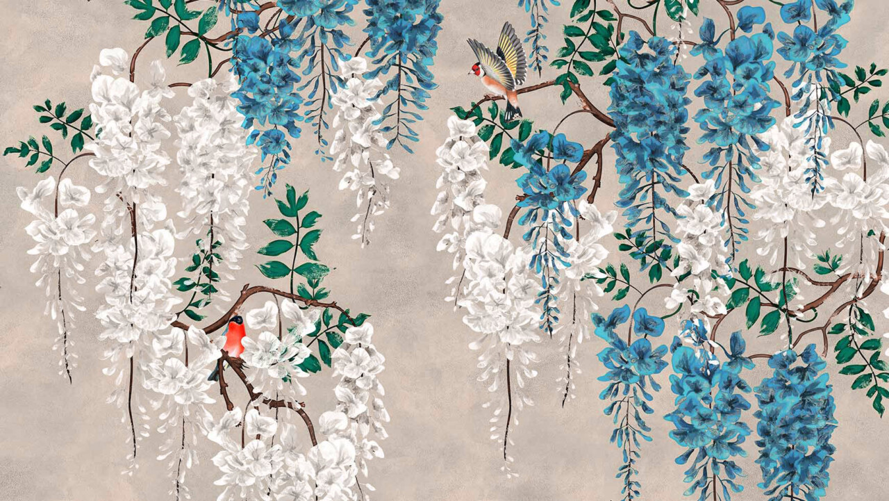 adam ellis studio london wallpaper artwork wisteria native birds Browns Hotel Mayfair lobby reception