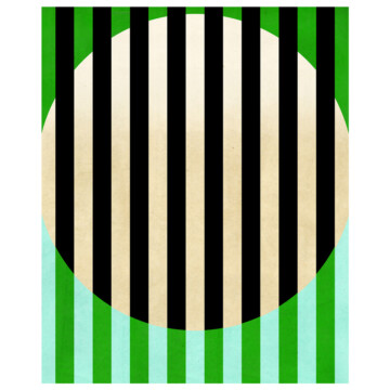 Optic stripe geometric design with coloured vertical lines in harmony to a central circular shape