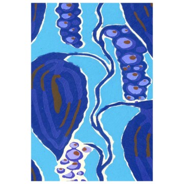 Blueberry branch pattern design inspired by E.A. Seguy