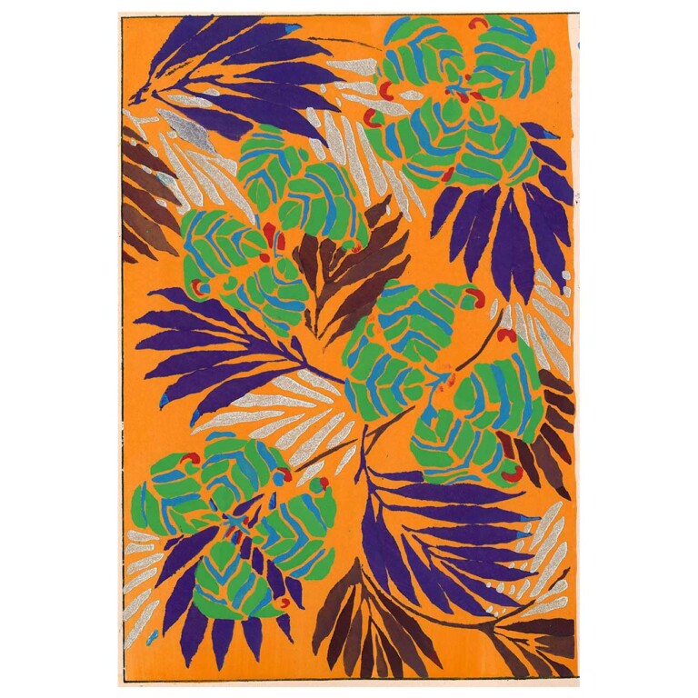Orange leaf pattern design inspired by E.A. Seguy