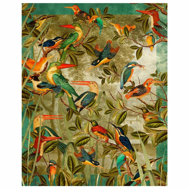 Study of Kingfishers, A river scene triptych