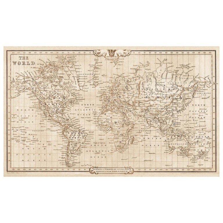 Antique World Map, 1841
