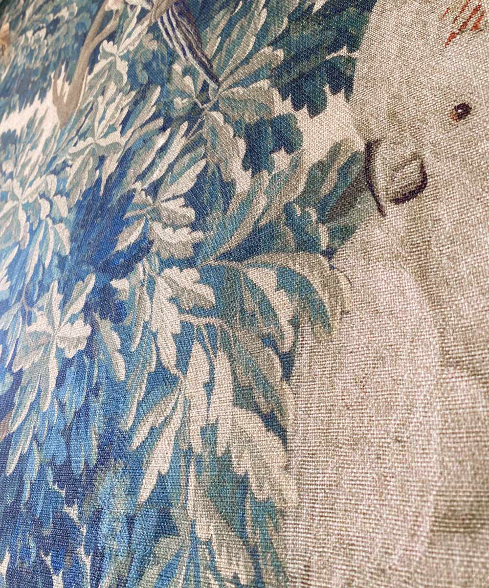 Jacquard tapestry texture details printed to woven grass cloth