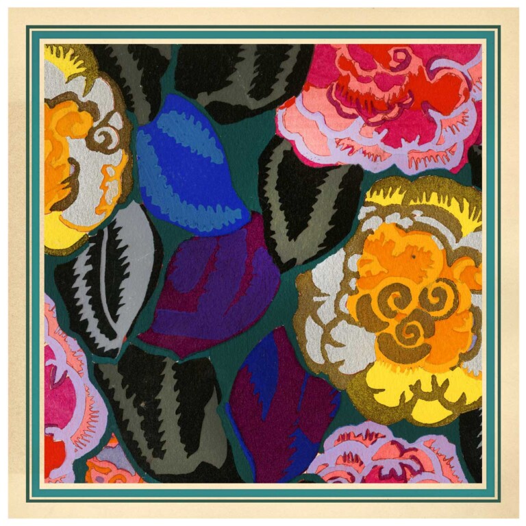 Benedictus Nouvelle Series Plate 8 with pattern roses and teal borders