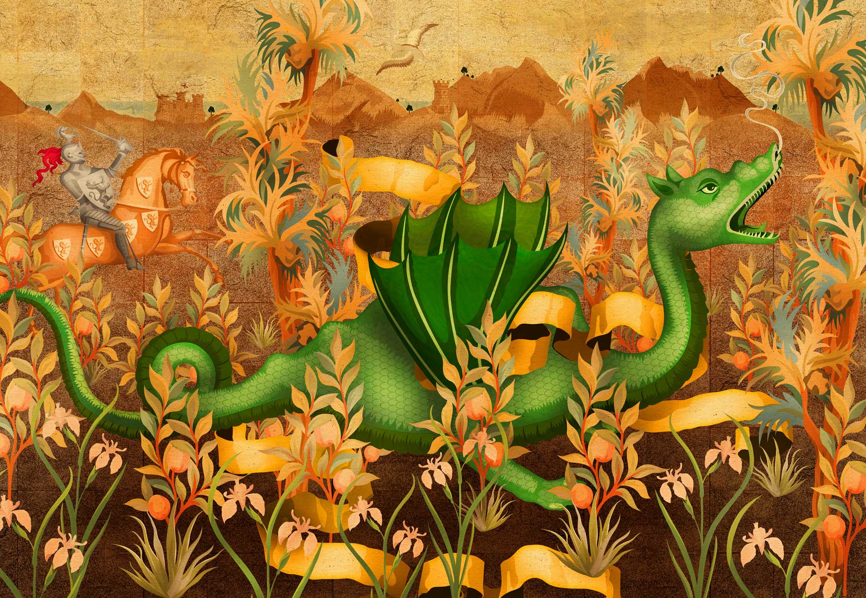 Dragon feature artwork in the Ivy Windsor Tapestry room