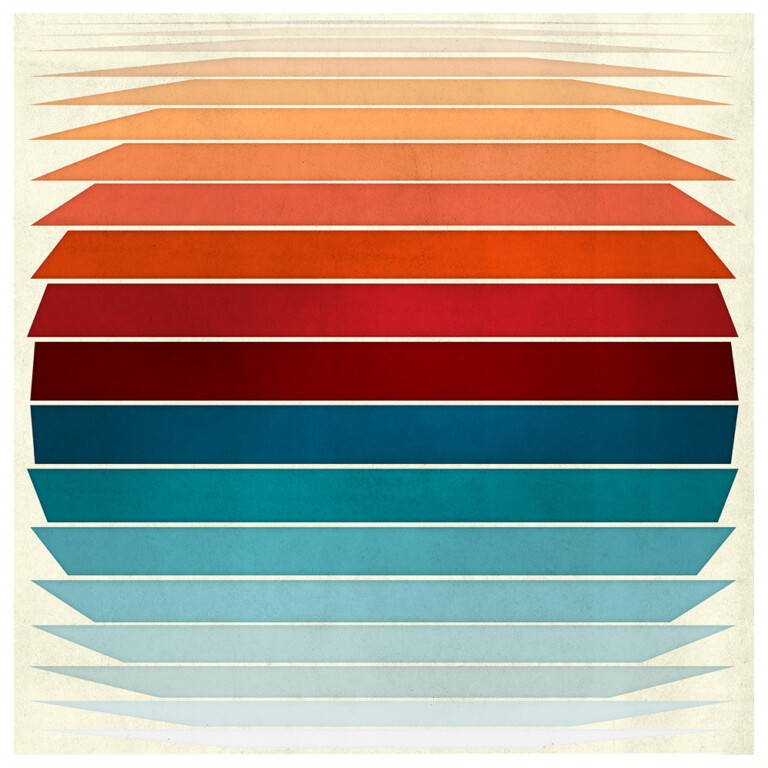 Gradient from red warm tones to cool colours representing a sun on the sea