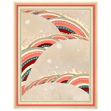Motif print from our japonais series with pinks, silvers and delicate circular patterns