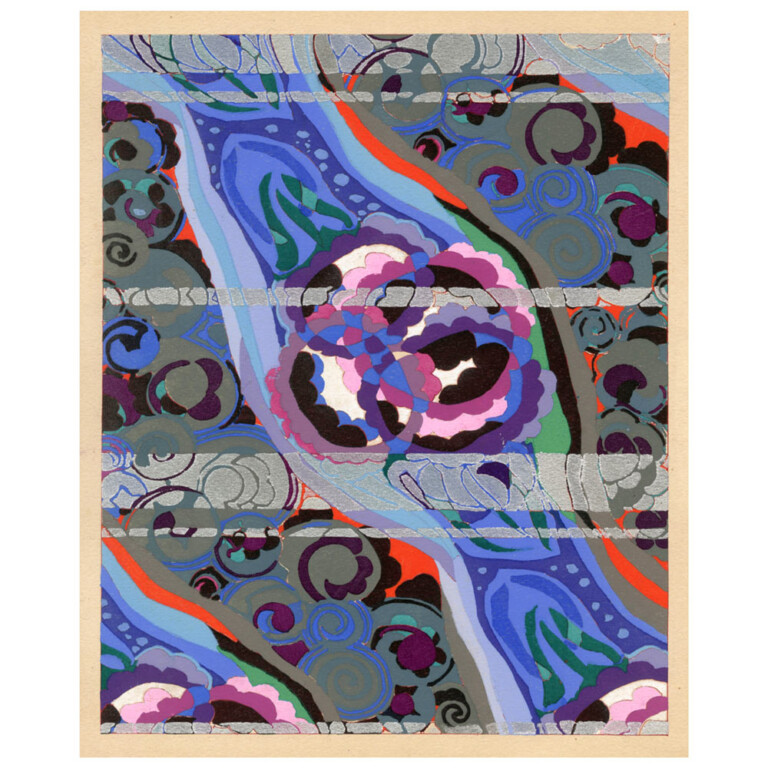 Plate 2 of the kaleidoscope series with blue and grey graphic shapes
