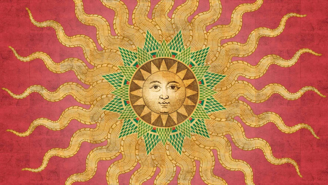 Solis in Rose Quartz bespoke sun design wallpaper for the ceiling at elm park residential home