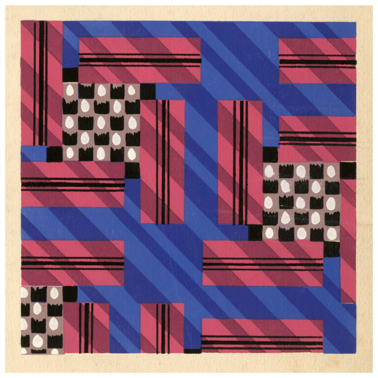 Kaleidoscope print 20 with blue and pink striped graphic patterns