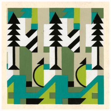 Kaleidoscope print 9 with green and yellow graphic patterns in tree like shape
