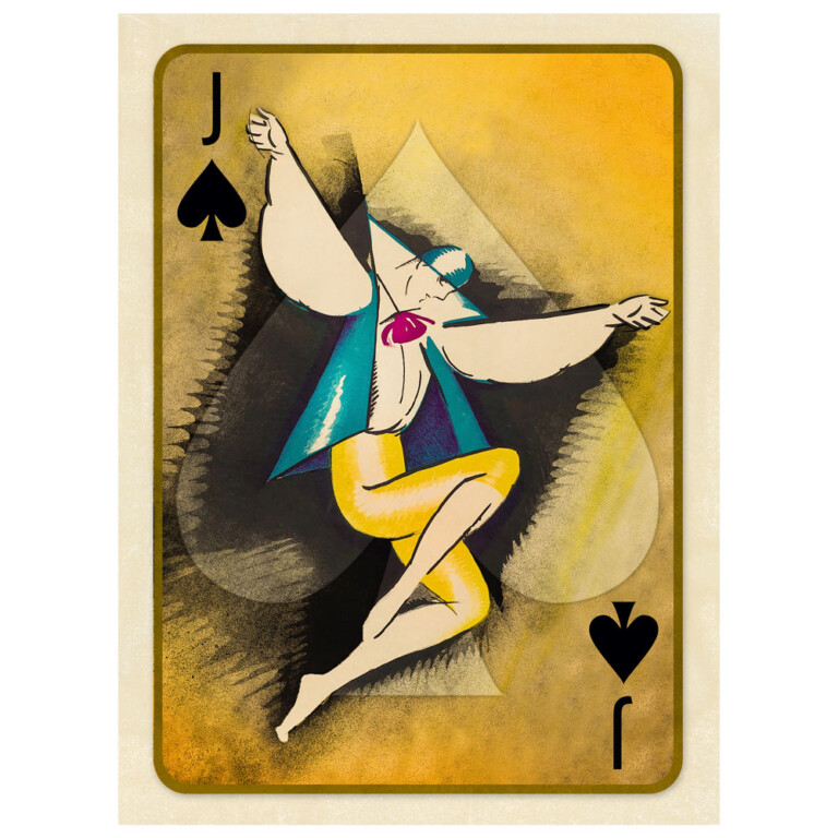 Illustrated dancer on Jack of spade card