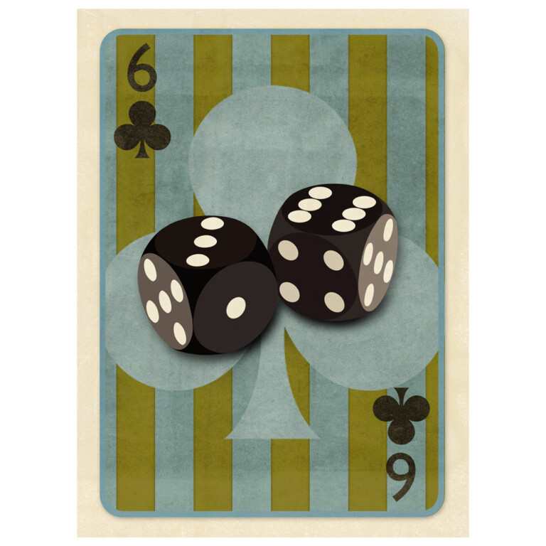 Pair of dice against striped club background