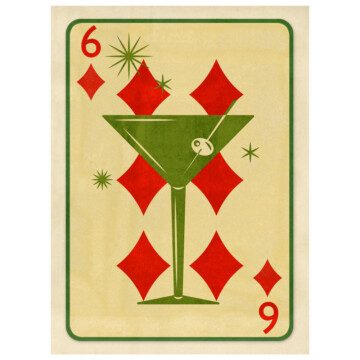 green Martini glass is the six of diamonds