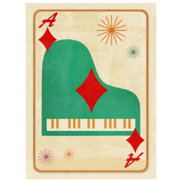Green piano playing card with Ace of diamond