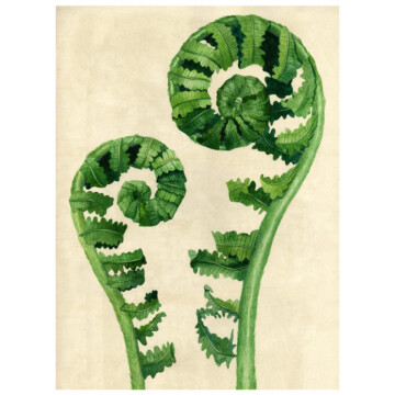 Pair of handpainted curly ferns
