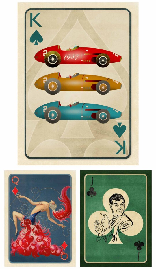 Vintage cars playing card