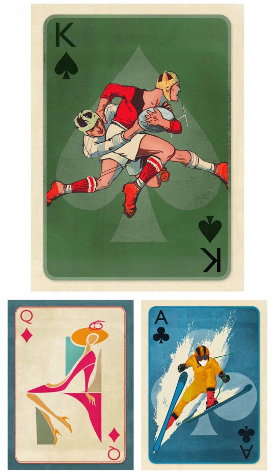 Rugby scrum playing card as well as Stiletto and Alpine from our Editions series