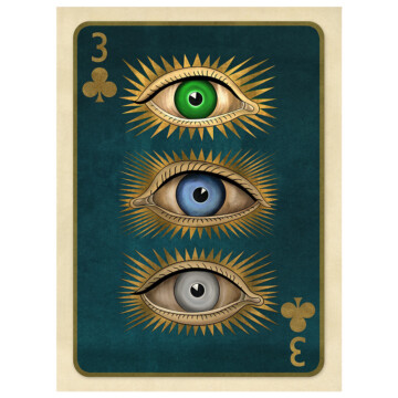 Eyes playing card with blue background