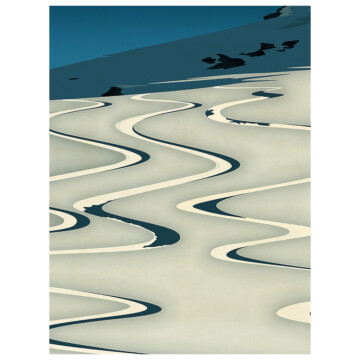 Abstract graphic artwork of Ski marks in the snow mountainside